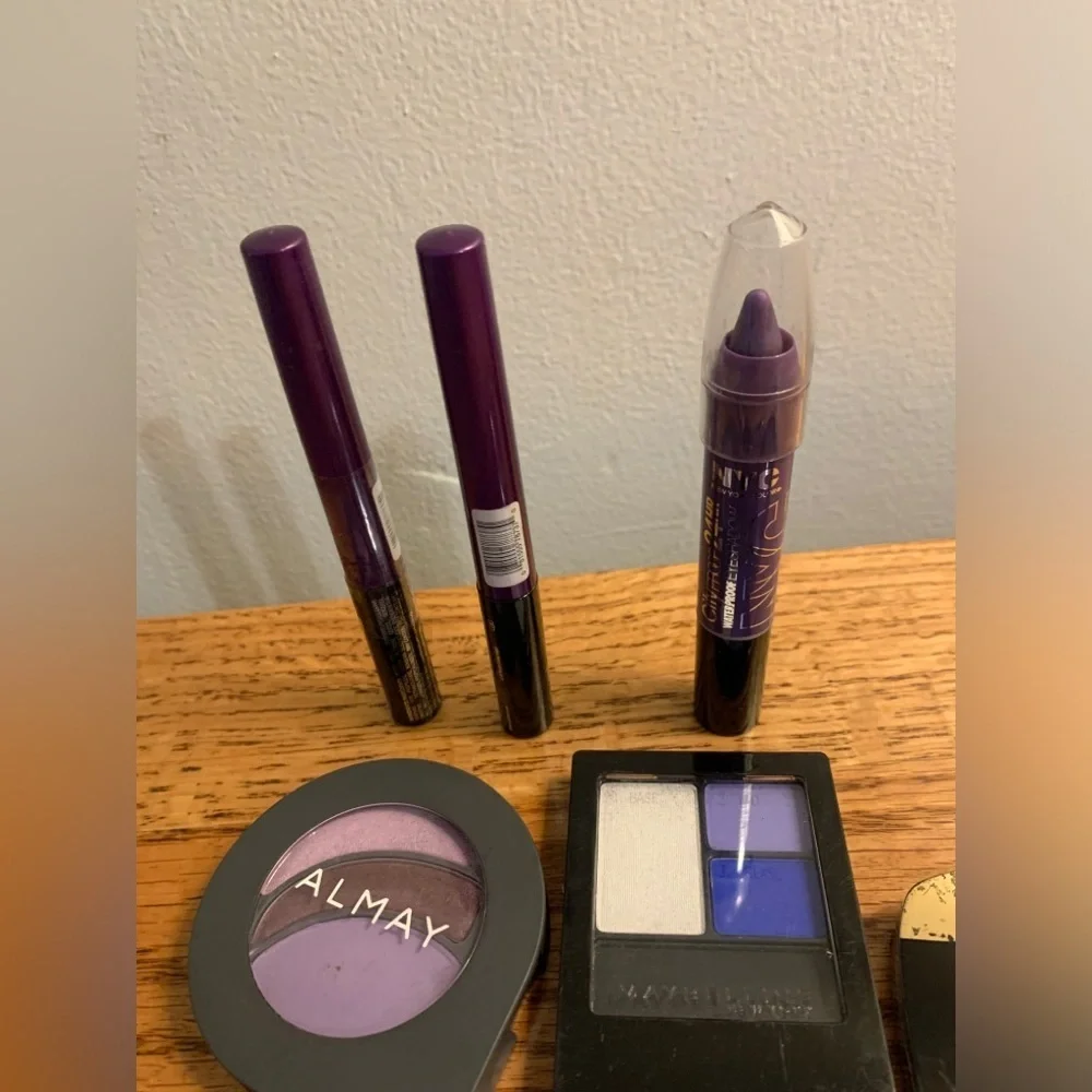 (7) Loreal hard Candy Purple Blue Eye Shadow Eyeliner LOT Bundle Almay NYC Maybe